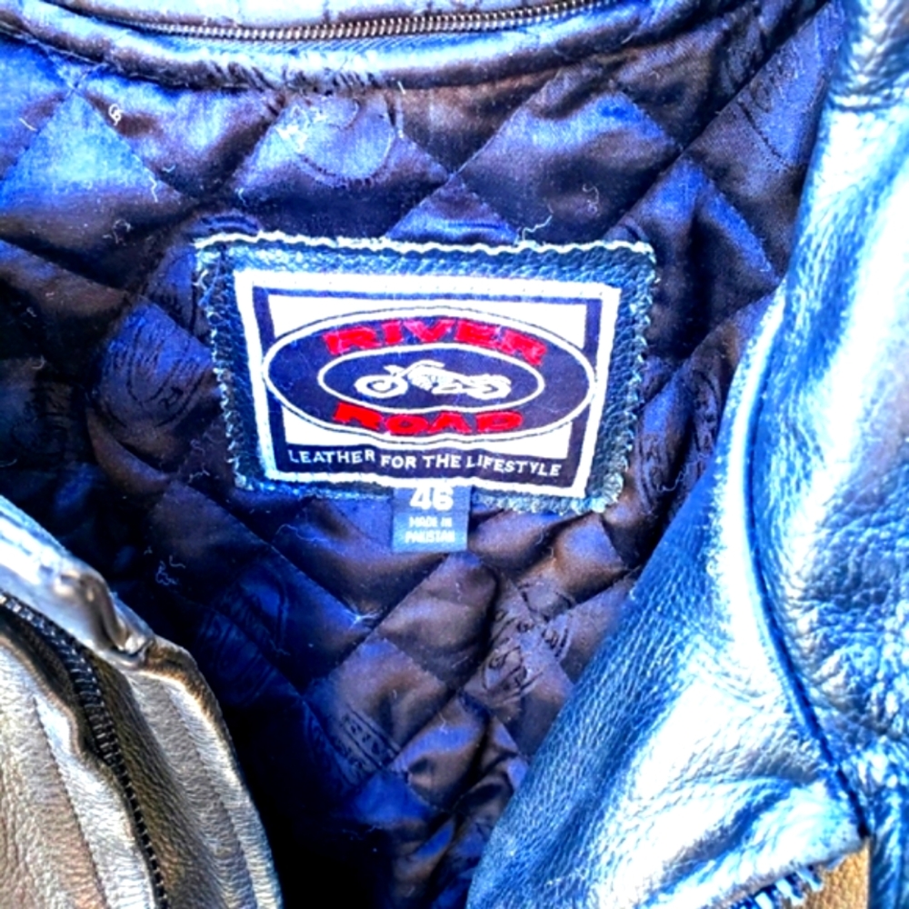 River Road Vintage Leather Jacket Size 46 - Picture 2 of 2
